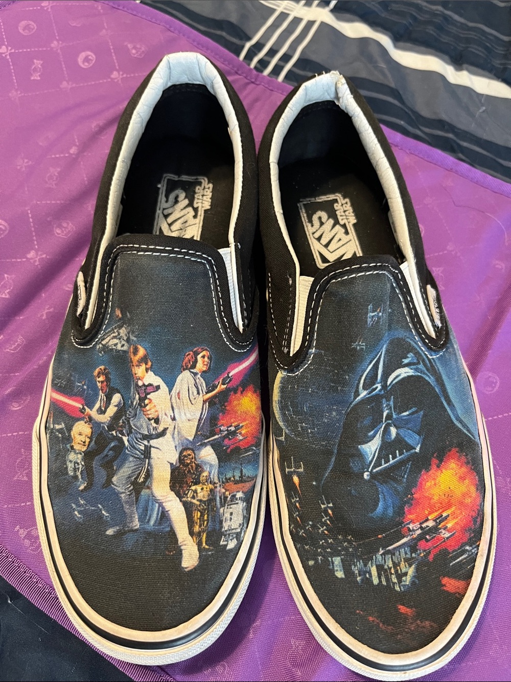Vans Black Star Wars Slip-On Graphic Men's Shoes 6w 7.5m used